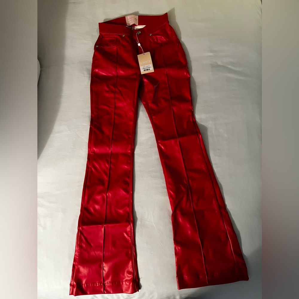Revice Denim Red Leather Pants